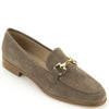 Loafer in Beige aus Wildleder mit goldfarbener Schnalle