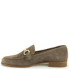 Loafer in Beige aus Wildleder mit goldfarbener Schnalle